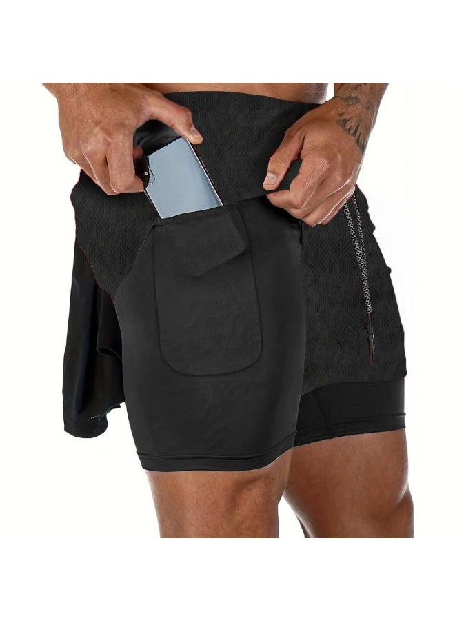 ناكسوس شورتات رياضية للرجال، شورتات رياضية للجري للرجال، شورتات رياضية برباط للرجال، شورتات رياضية فضفاضة بطبقتين وأربعة جيوب - Image 4